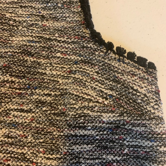 LOFT Black & White Tweed Shift Dress w/Fringe Trim - Picture 4 of 4